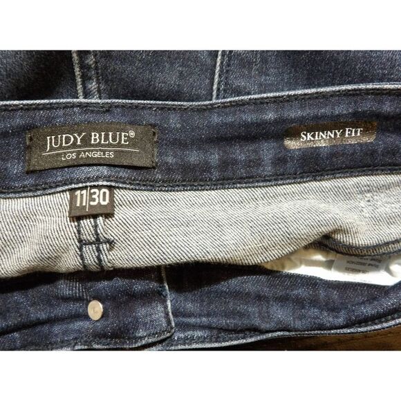 Judy Blue Womens Dark Wash Mid Rise Destroyed Skinny Fit Jeans 11/30 11 30 - Picture 5 of 6